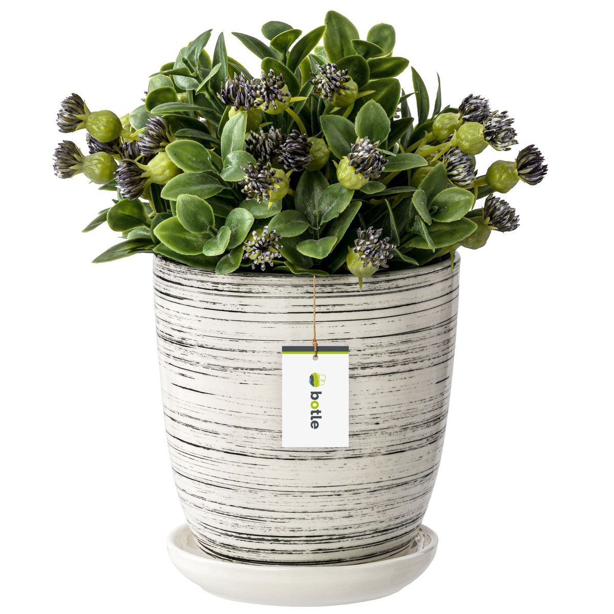 Doniczka ceramiczna 19,5x21,5 cm z podstawką beton