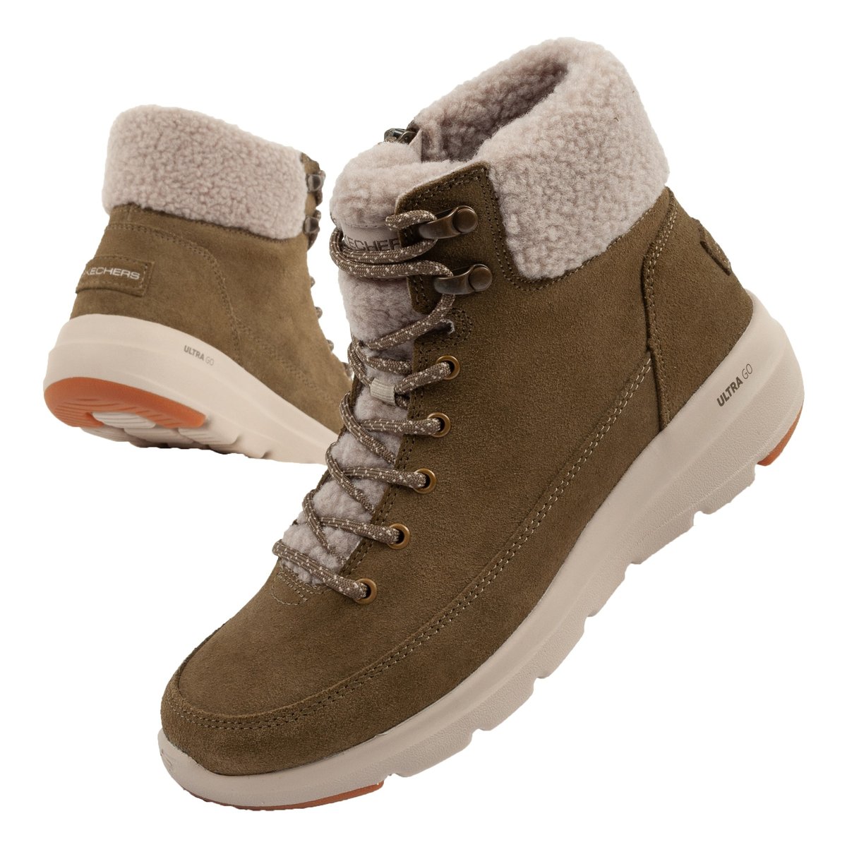 Buty zimowe damskie sportowe Skechers Glacial Ultra-Woodlands [16677/OLV]-37,5