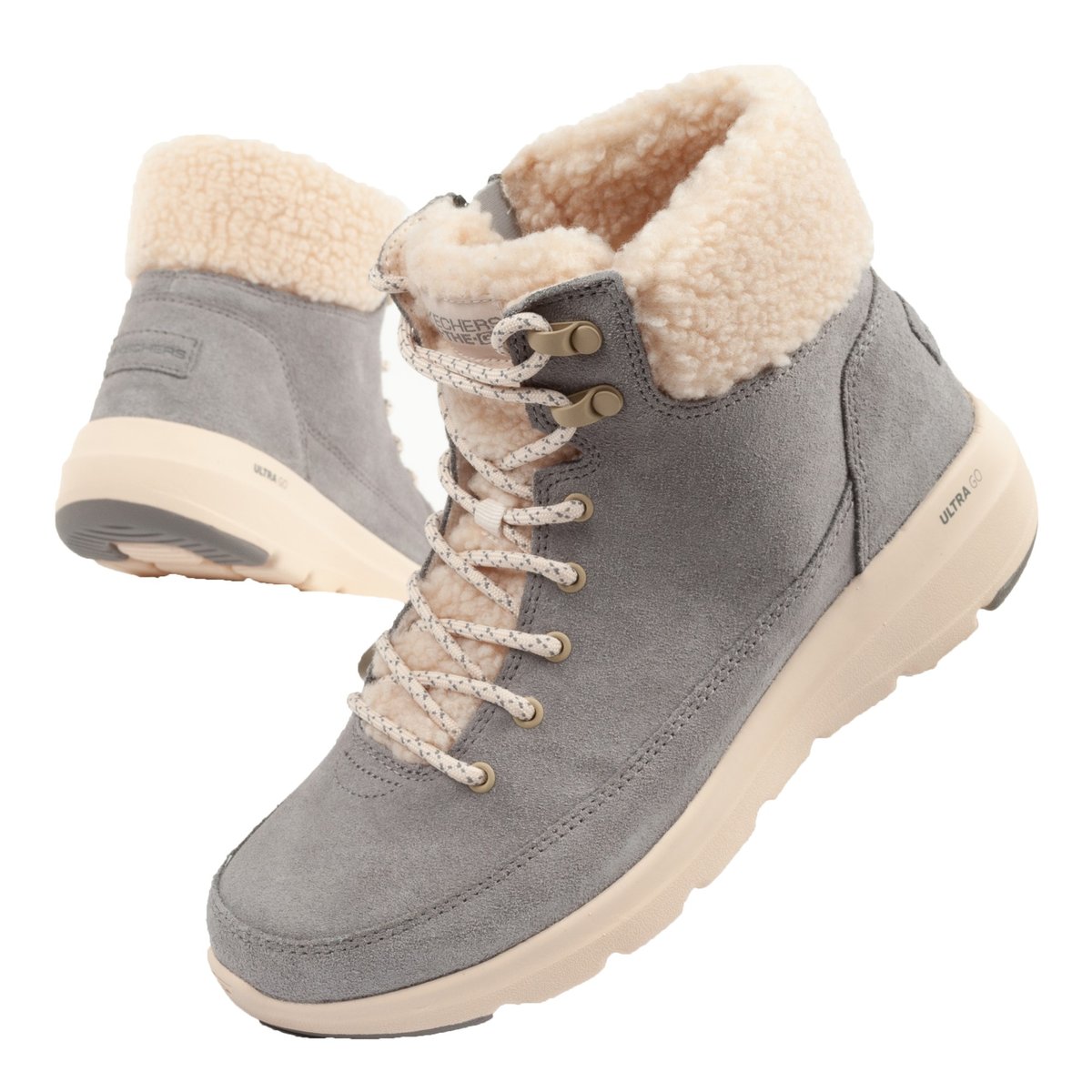 Buty zimowe damskie sportowe Skechers Glacial Ultra-Woodlands [16677/GRY]-37,5