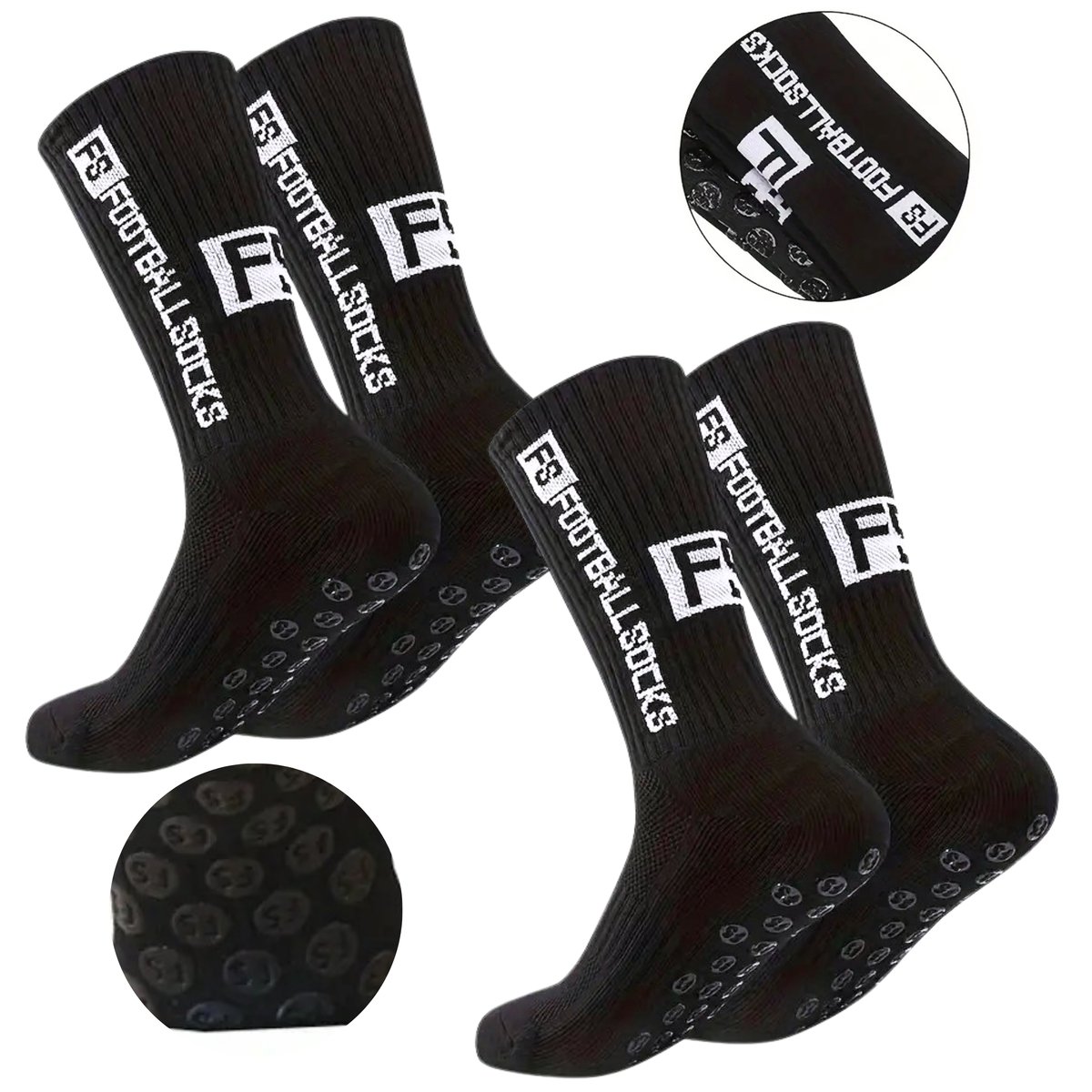 2x Skarpety antypoślizgowe PIŁKARSKIE GETRY 38-45 CZARNE 2 PARY