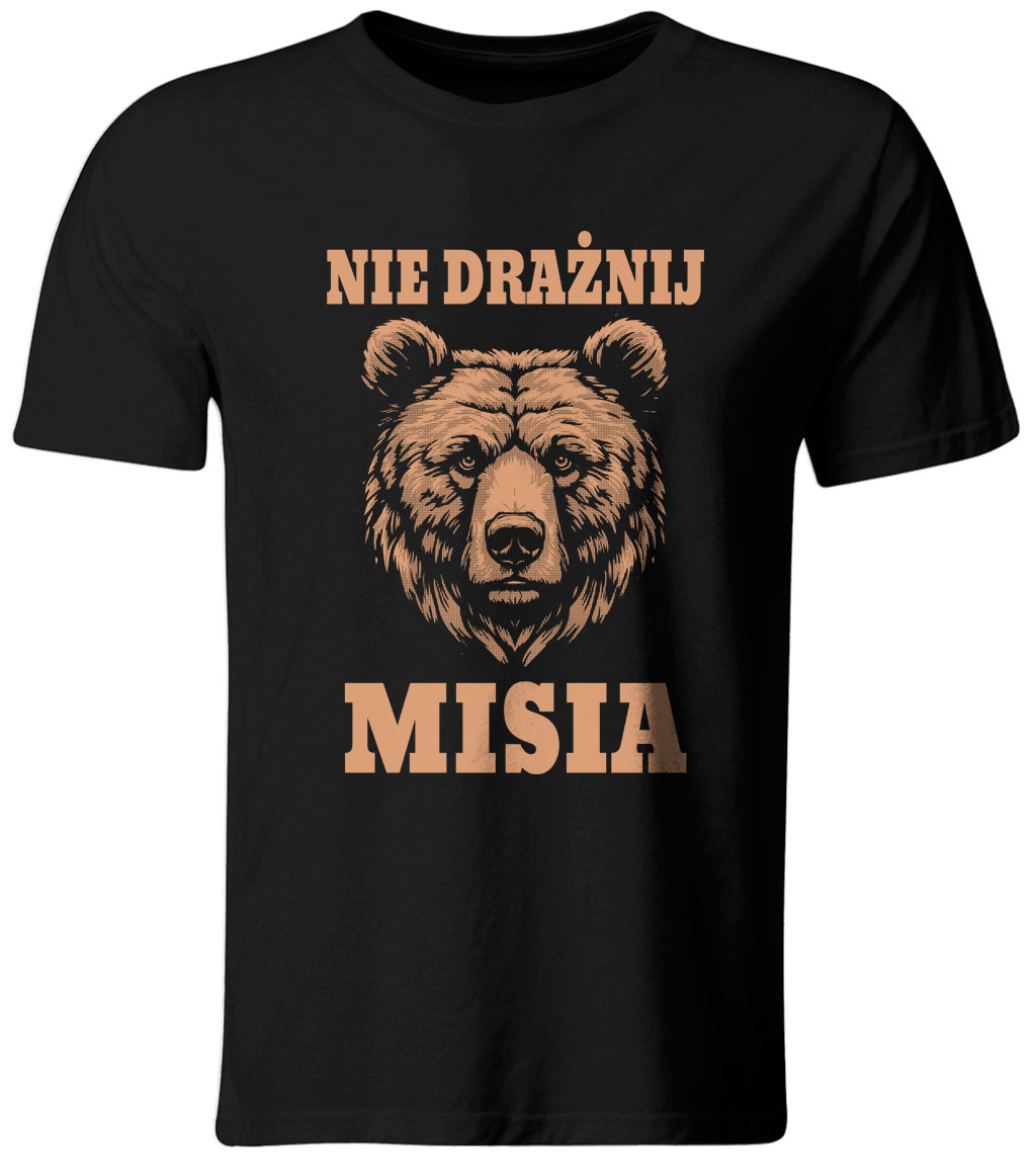 Koszulka Nie Drażnij Misia, Śmieszny T-shirt z Nadrukiem, roz. M