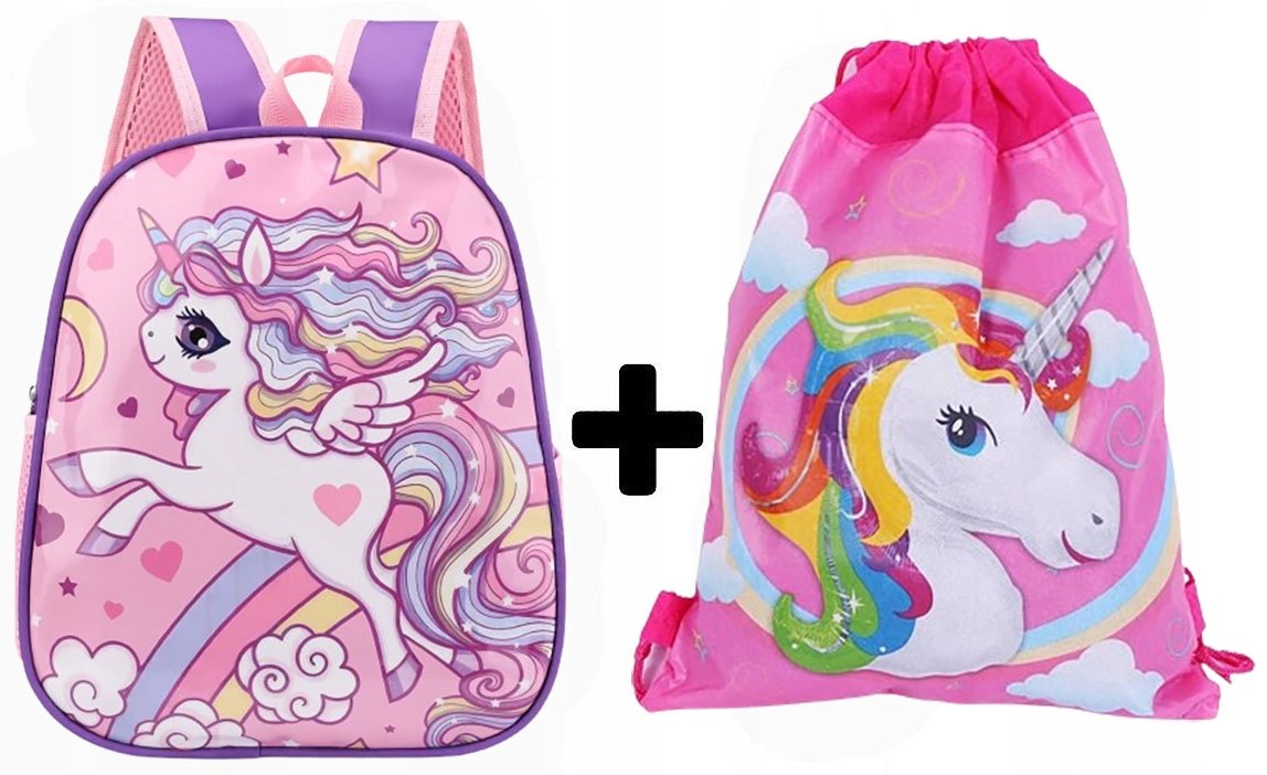 Plecak przedszkolny szkolny UNICORN dla dziewczynki JEDNOROŻEC + WOREK