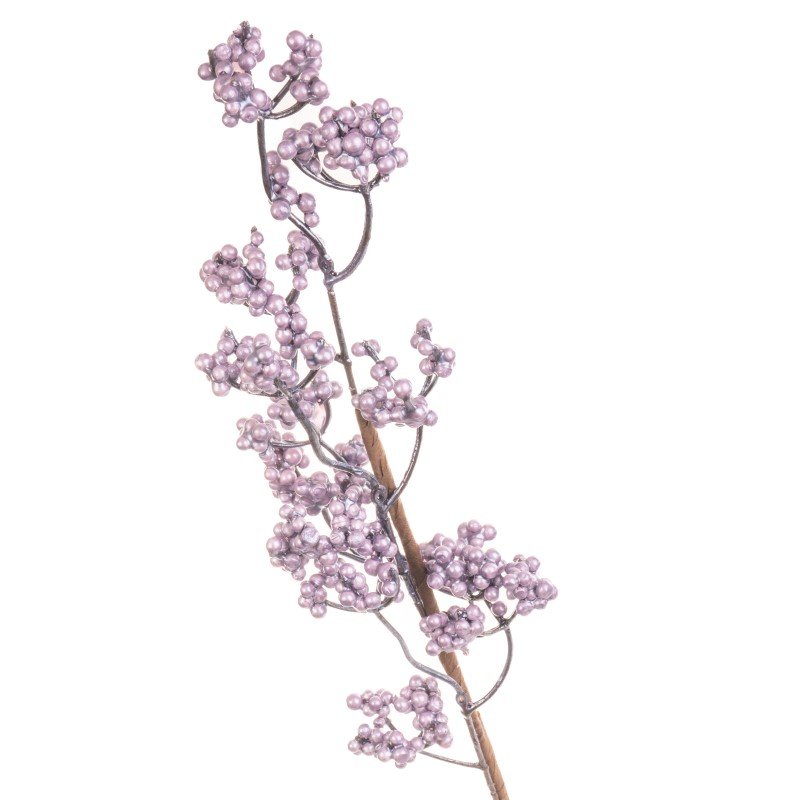 Sztuczna gałązka ozdobna z kulkami 60cm TY66-24277 V01 fioletowa