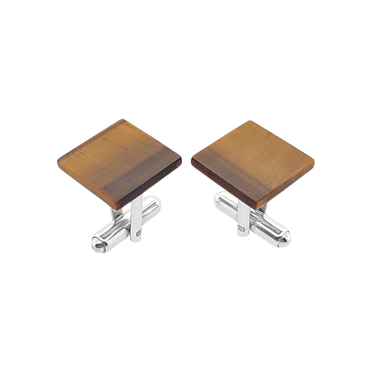 Spinki do mankietów Tygrysie oko kwadratowe (S1555) Srebro [925]