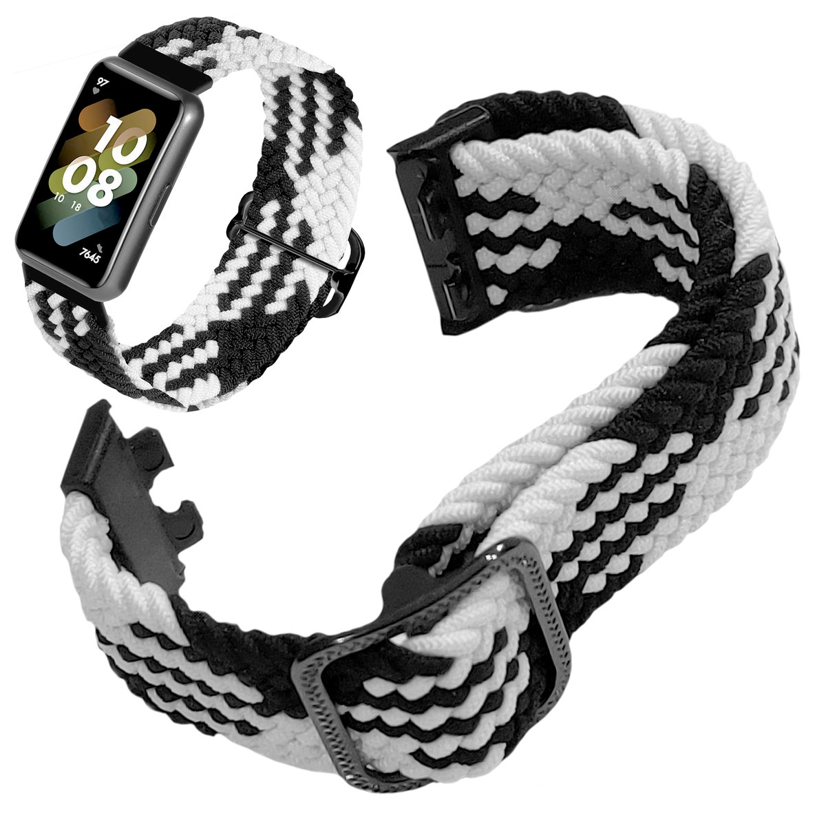 Pasek opaska do Huawei Band 8 i Band 9 elastyczny (Czarno-biały)