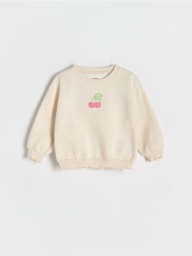 Reserved - Bluza z haftem - beżowy