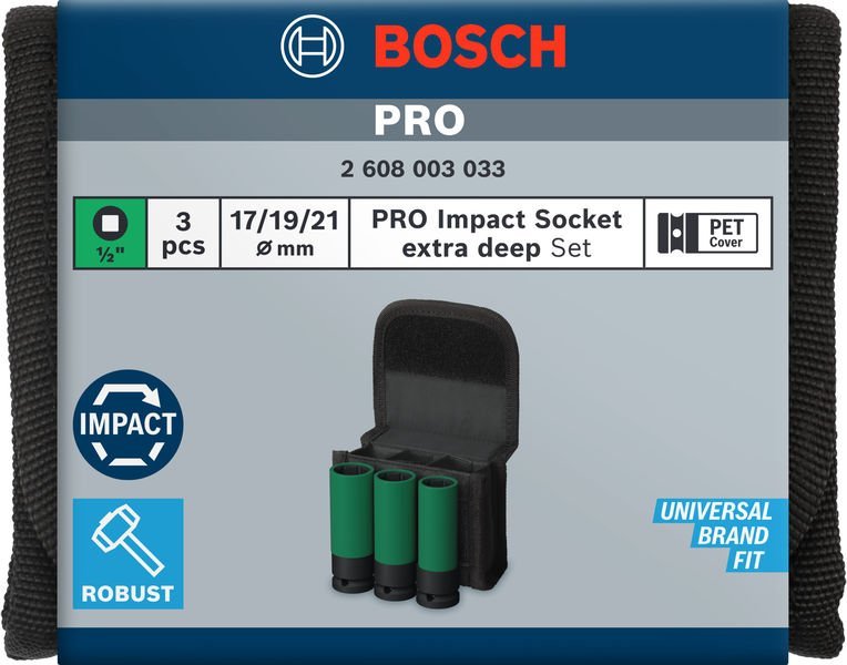 Bosch ZESTAW KLUCZY NASADOWYCH 1/2'' XL PRO S 3SZT. 1 KPL