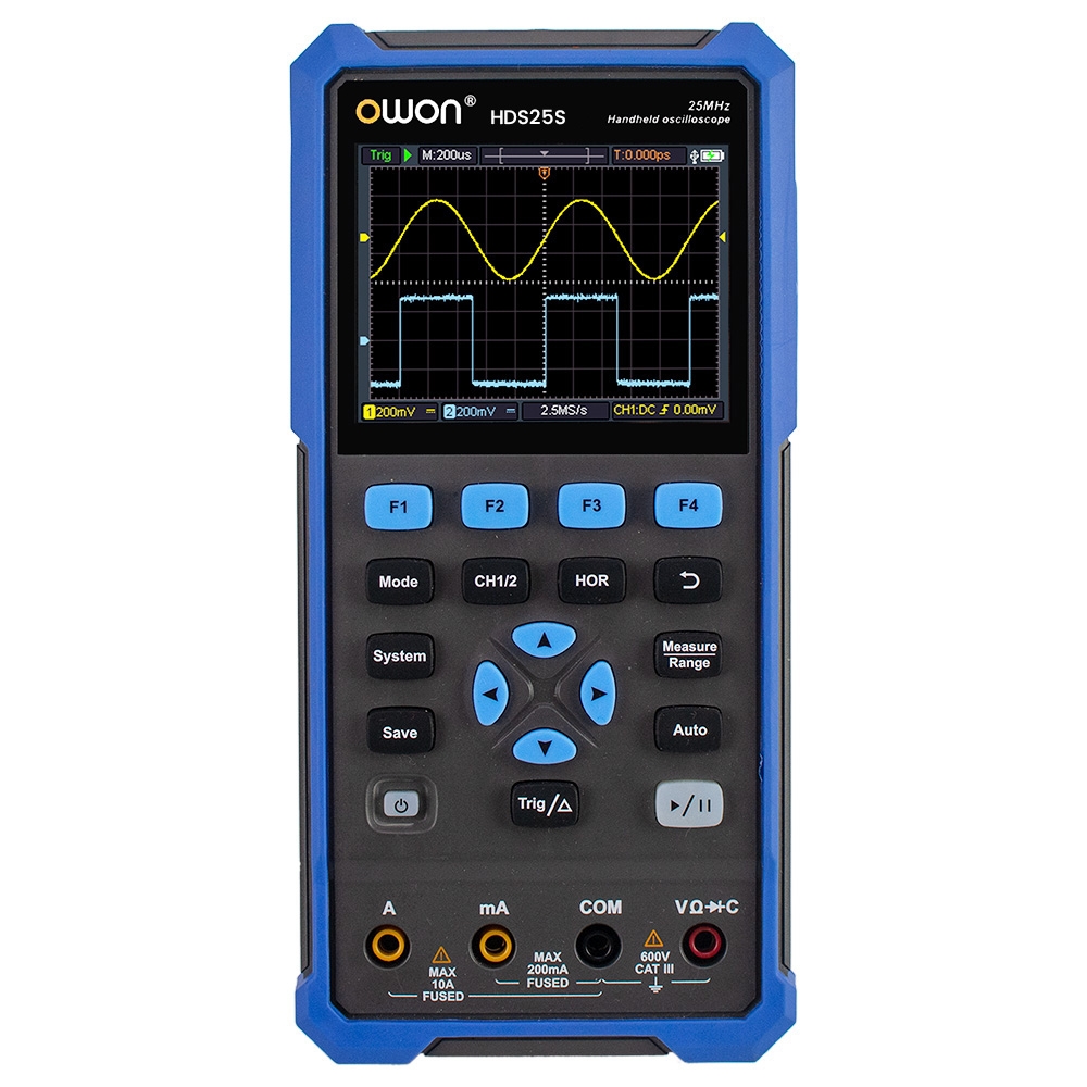 OWON HDS25S 3-in-1 Digital Multimeter 2-CH Oscilloscope 1-CH Generator 25MHz 250MSa/s - EU Plug