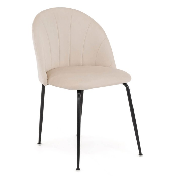 Krzesło tapicerowane DC-2139 beżowy welur noga czarna