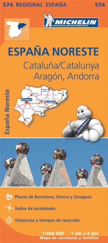Aragonia i Katalonia / Aragon, Cataluna. Mapa samochodowa 1:1 000 000