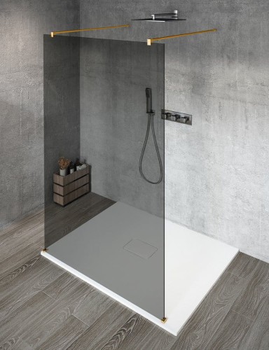 GELCO Kabina prysznicowa przyścienna VARIO GOLD MATT WALK IN 120x200 szkło dymione z powłoką Coated Glass GX1312-02