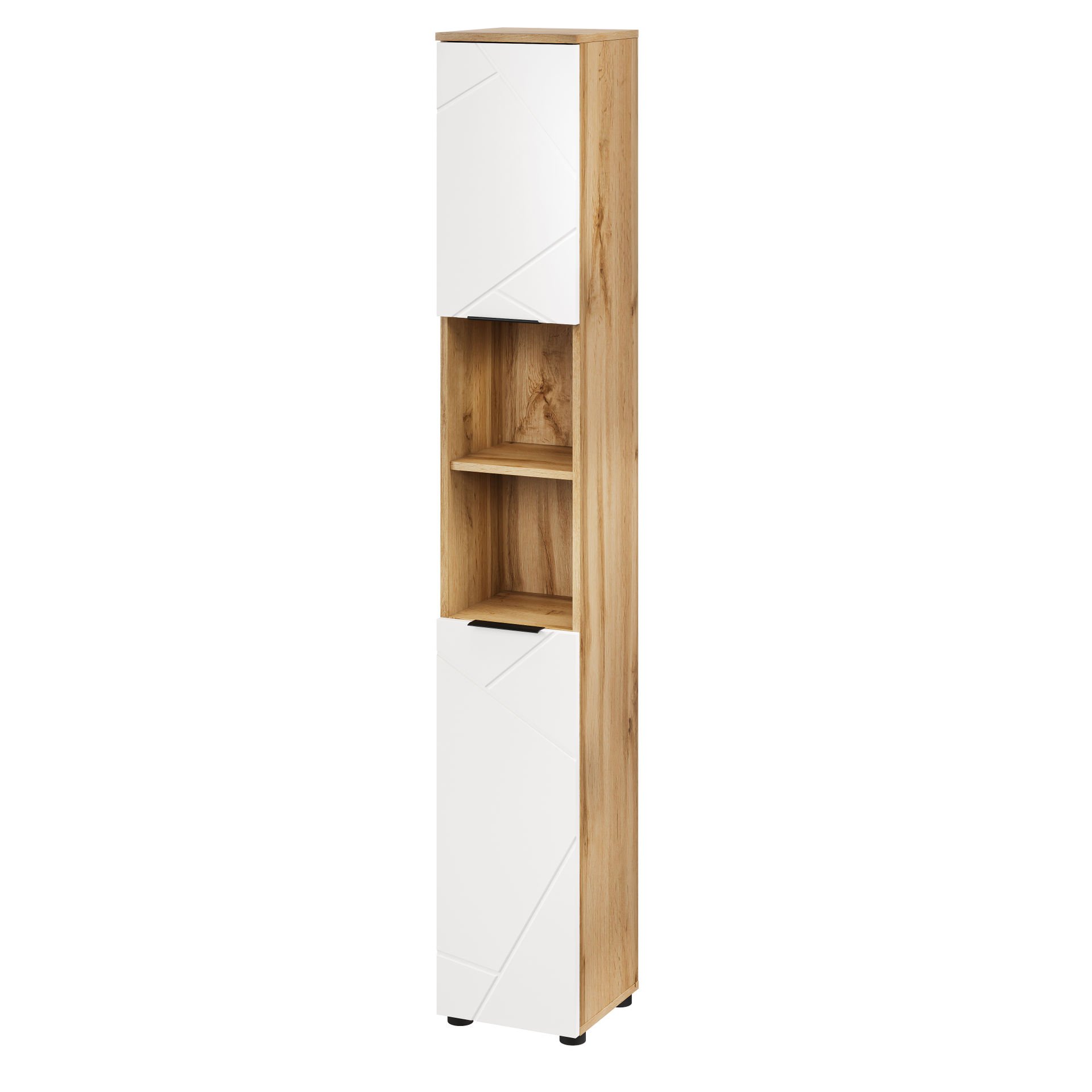 Słupek łazienkowy Szynaka Meble Mazi 30x192x30 cm wotan/biały mat TH-100-1817