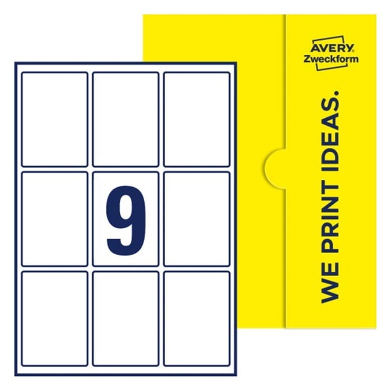 Etykiety papierowe 62x89 AVERY ZWECKFORM 25ark 225 etykiet białe /E-PPW-62x89-R/