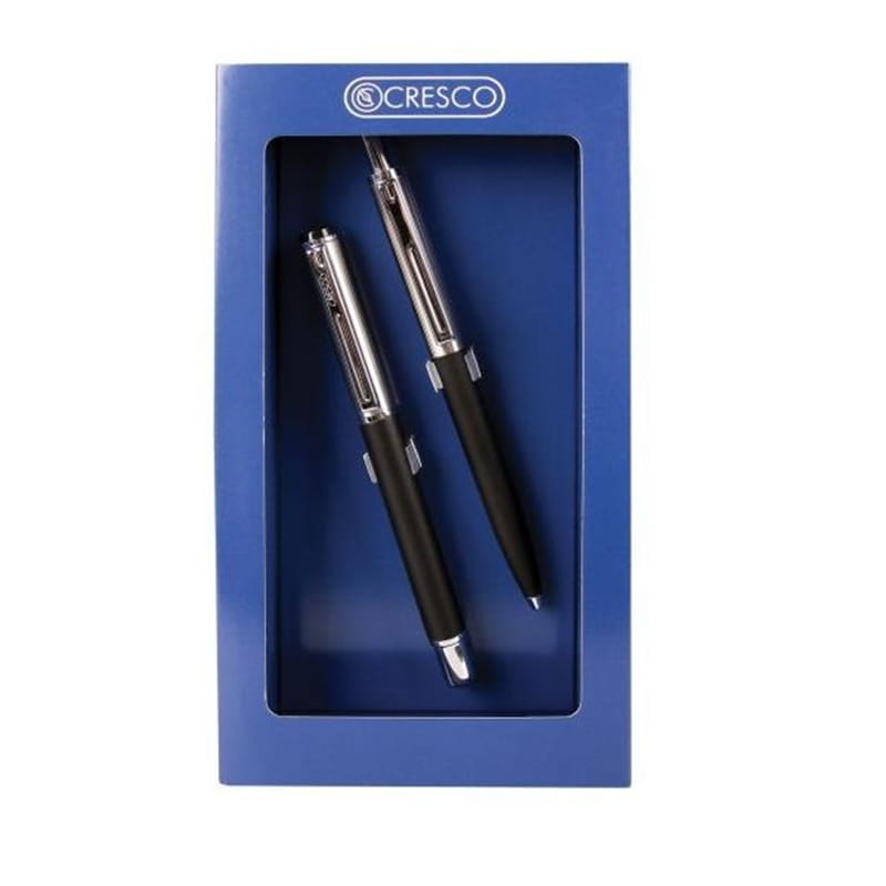 Zestaw upominkowy/komplet CRESCO REPORTER GIFT BOX BLACK pióro wieczne + długopis /290035/