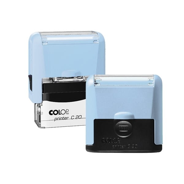 Pieczątka COLOP COMPACT 20 PRO pastelowy niebieski - poduszka: czarna 38x14 mm