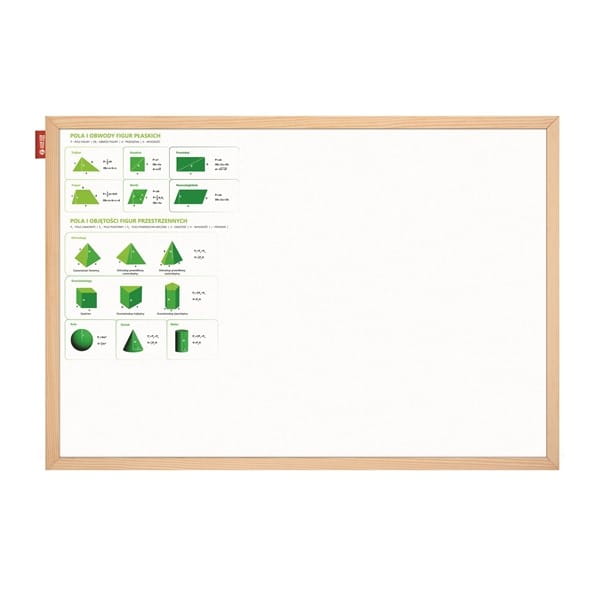 Tablica edukacyjna magnetyczna suchościeralna 150x100cm nadruk figury geometryczne rama drewniana MEMOBE 1szt. /MTM150100.FG01.01.51/