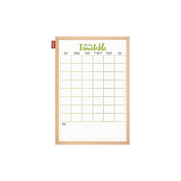 Tablica edukacyjna magnetyczna suchościeralna 60x40cm nadruk plan lekcji rama drewniana MEMOBE 1szt. /MTM040060.PL01.01.51/
