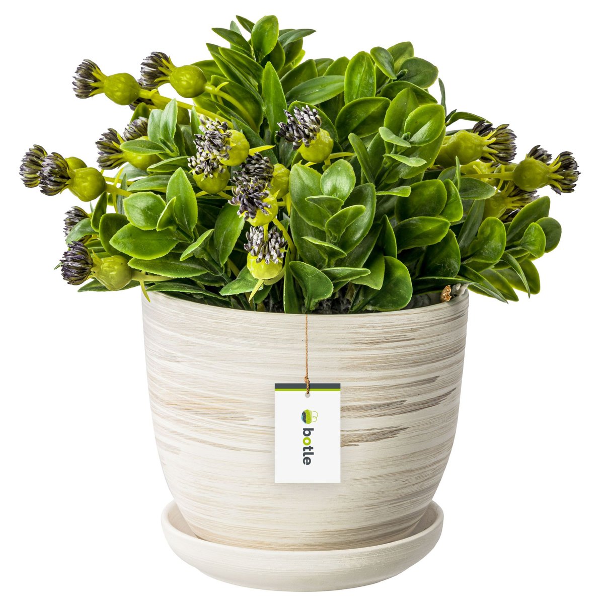 Doniczka Ceramiczna 21X17 Cm Podstawka Beton Jasny