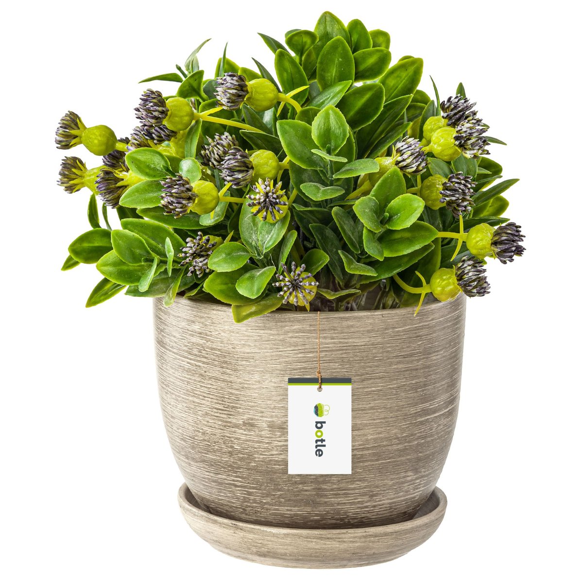 Doniczka Ceramiczna 25X20 Cm Podstawka Beton Ciemny