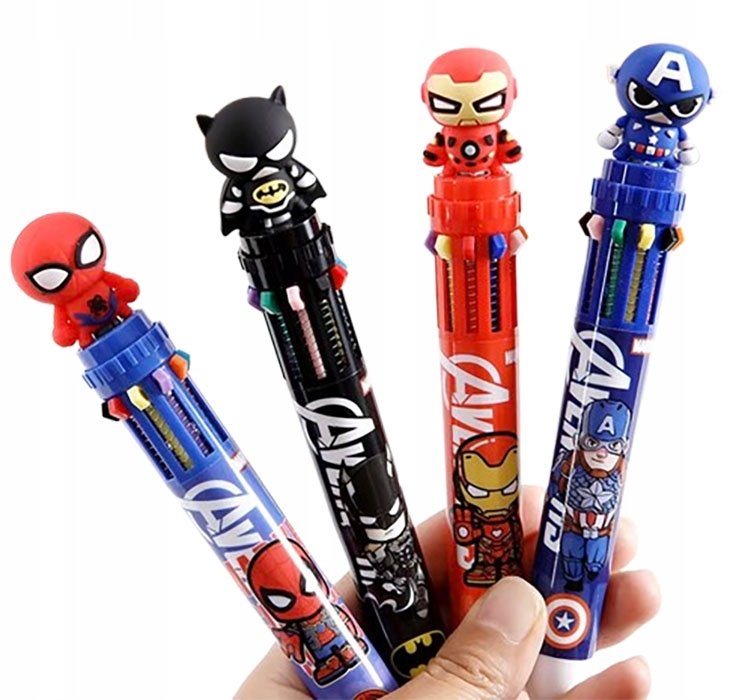 Długopisy AVENGERS długopis 10-cio kolorowy BATMAN Iron Man KAPITAN AMERYKA