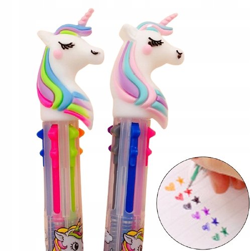 Długopisy JEDNOROŻEC dla dziewczynki dzieci dziecka UNICORN 6-kolorowy