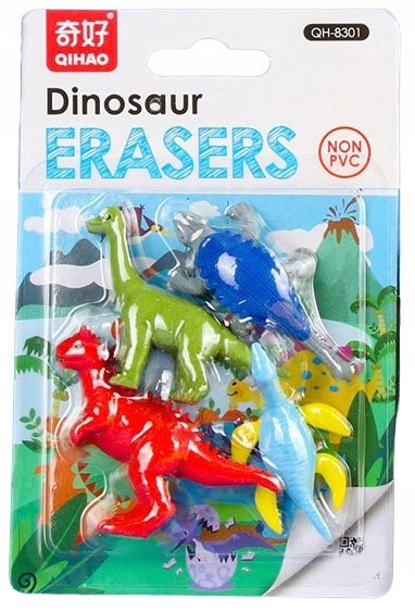 GUMKI do ścierania mazania DINOZAURY zestaw gumek z dinozaurami gumka