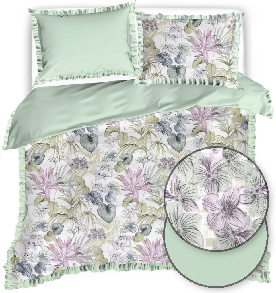 Pościel Z Falbaną 160X200 Tropikalne Liście 21293