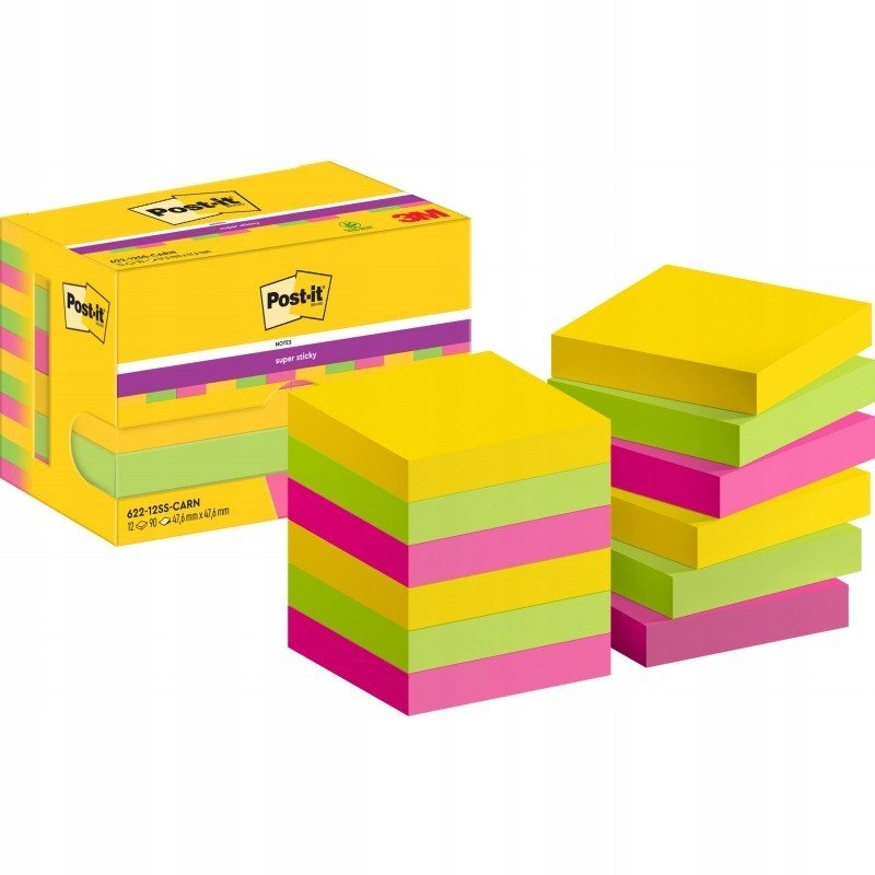 Bloczki Samoprzylepne Post-It Super Sticky, 47,6 X47,6Mm 12X90Kart. Carniva