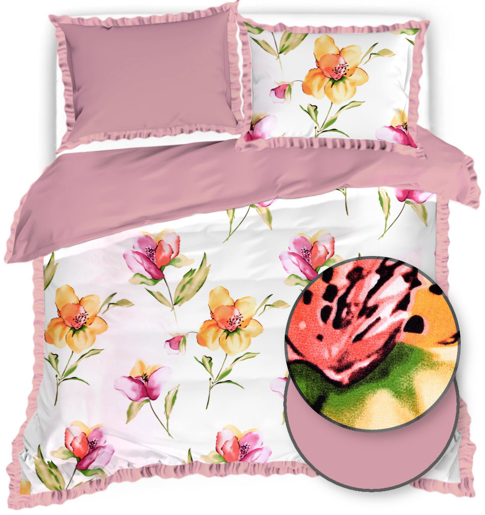 Pościel Z Falbaną 200X220 Kwiaty 21314