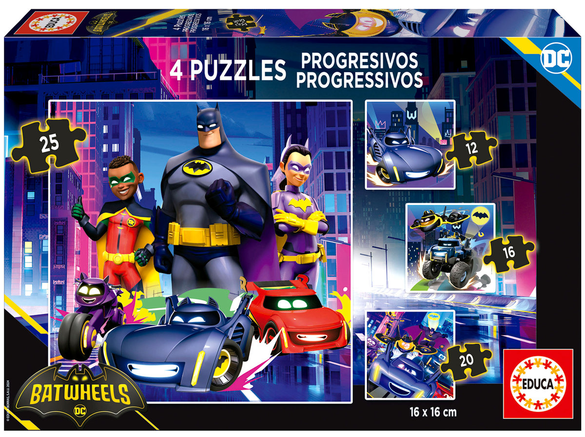 Educa, Puzzle Batwheels, 12 el. + 16 el. + 20 el. + 25 el.