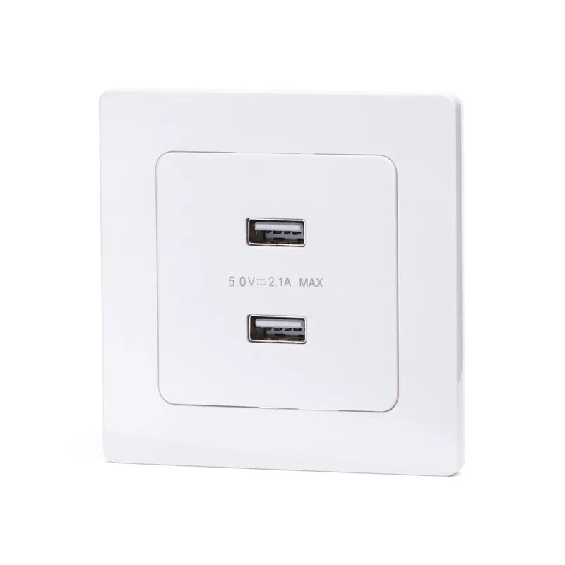 Gniazdo Usb Podwójne 2 Porty Usb 2.1A/5V Podtynkowe Białe Z Ramką