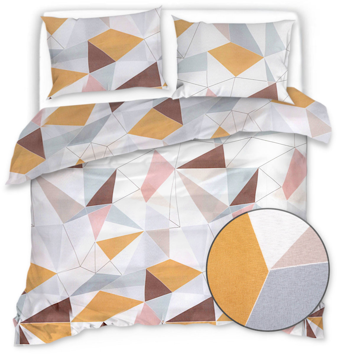 Pościel Z Mikrofibry 160X200 Biała W Trójkąty 21248