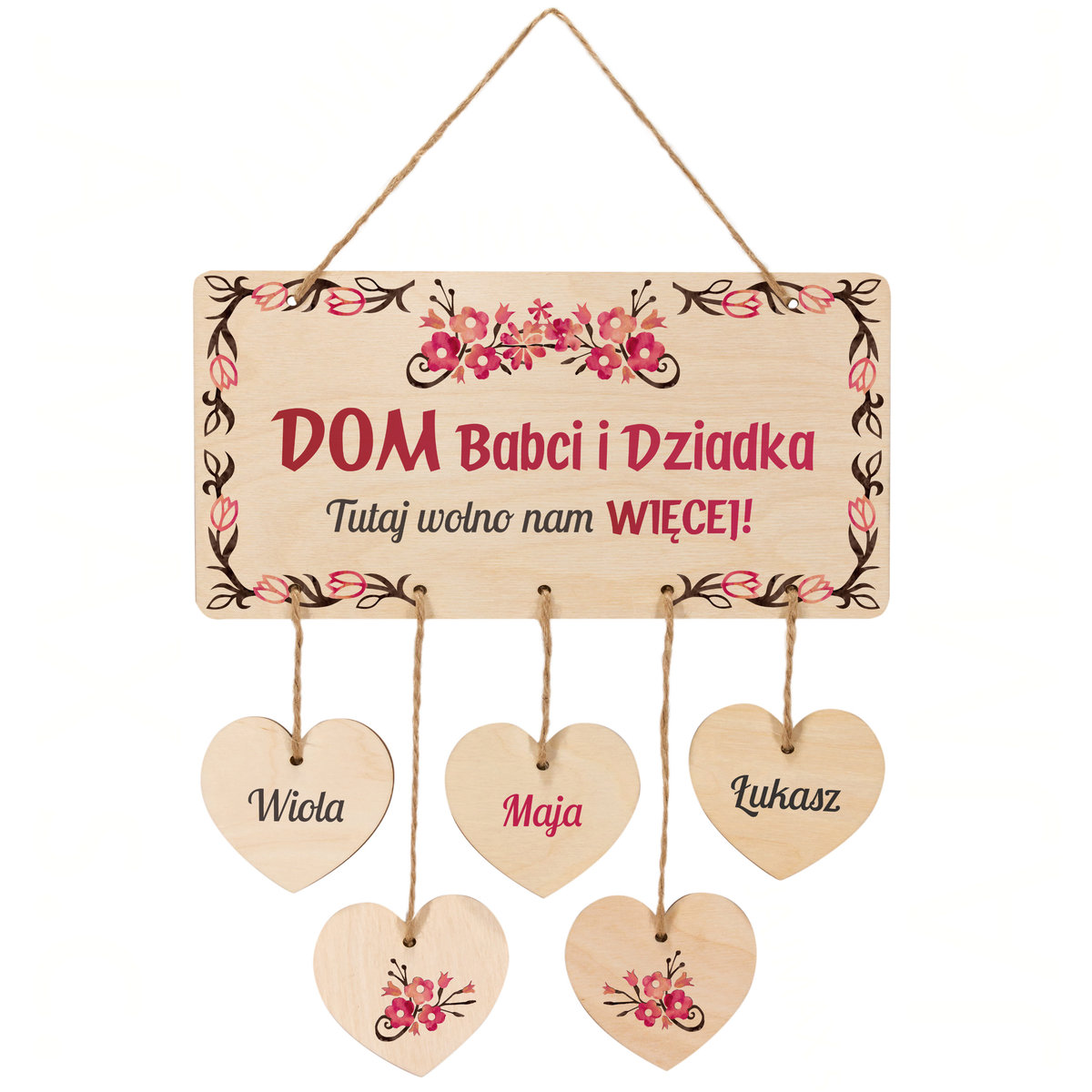 Tabliczka prezent dla Babci i Dziadka z imionami wnuków dekoracja