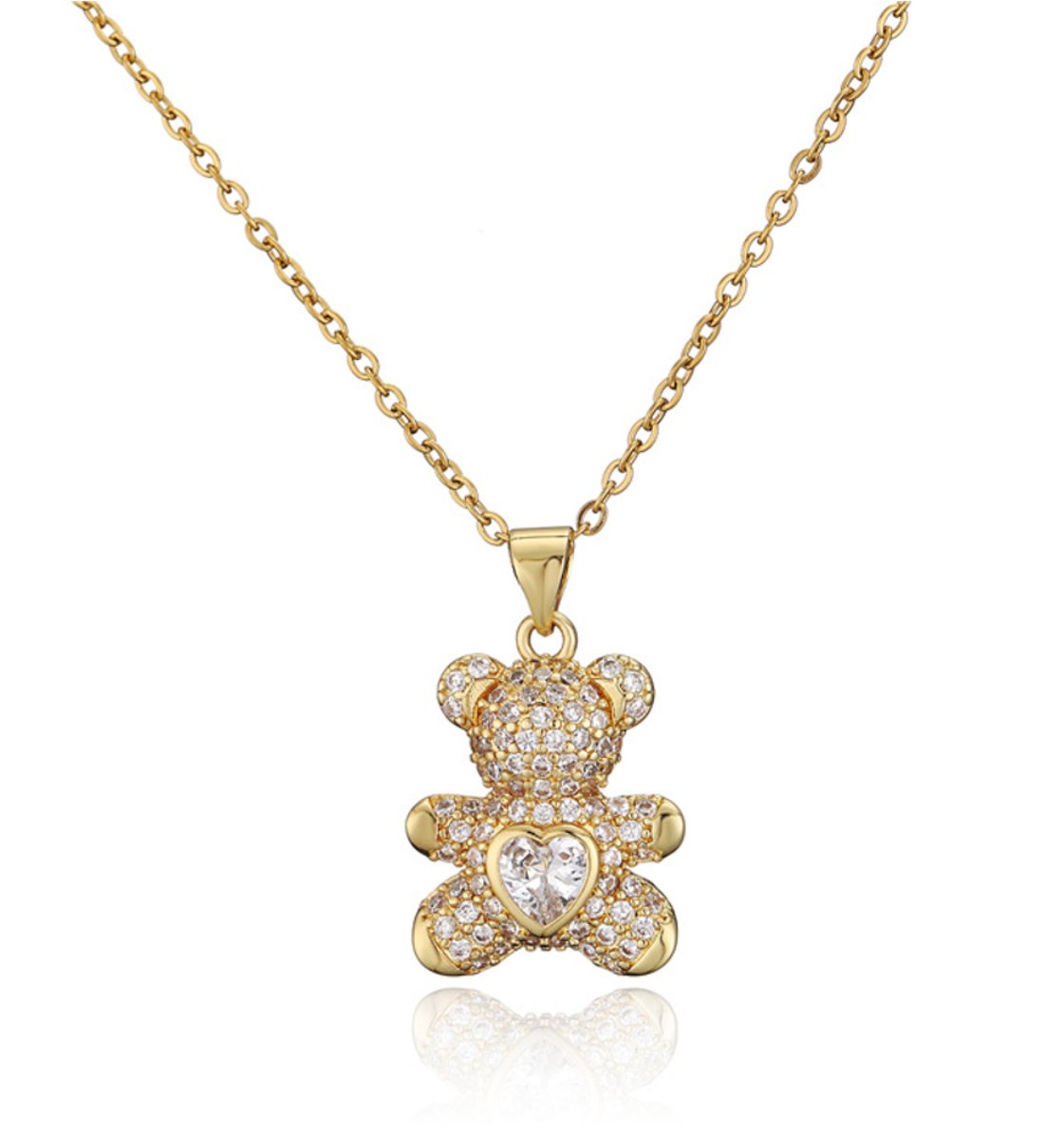 Naszyjnik złoty stal chirurgiczna delikatny z cyrkoniami misio pozłacany