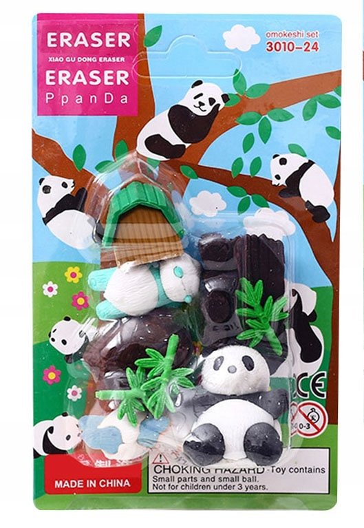 pandy GUMKI do ścierania mazania z pandą zestaw gumek PANDA gumka MIŚ