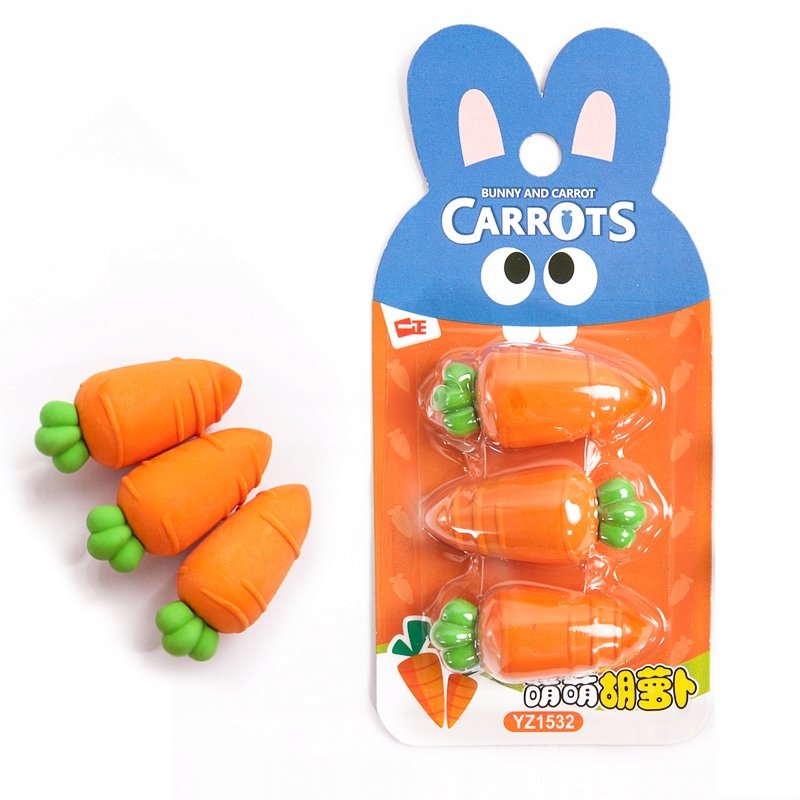 GUMKI do ścierania MARCHEWKI gumka 3szt marchewka