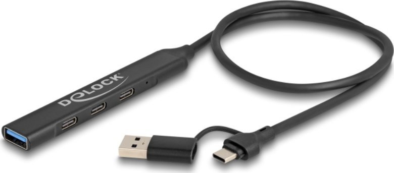 DeLOCK 64272 huby i koncentratory USB 3.2 Gen 1 3.1 Gen 1 Type-C 5000 Mbit/s Czarny