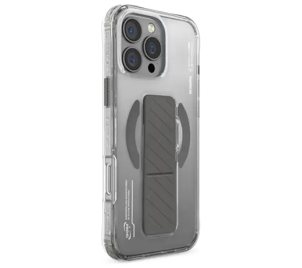 Skinarma Axon Magnetic Charging + Grip Stand iPhone 16 Pro Max Srebrny