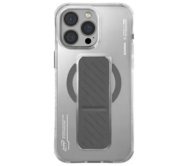 Skinarma Axon Magnetic Charging + Grip Stand do iPhone 16 Pro Srebrny