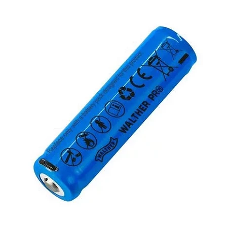 Walther - Akumulator Li-Ion ICR 18650 - Ładowanie USB - 2600mAh - 3,6 V - Niebieski - 3.7133
