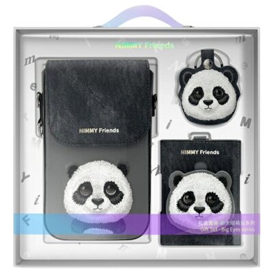 Zestaw prezentowy NIMMY Big Eyed Pet 2.0 Panda Czarny 3w1 Torebka na telefon + Portfel na lokalizator