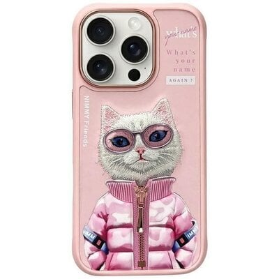 Nimmy Etui Cool&Cute 2.0 Cat do iPhone 16 Pro, różowe z kotkiem
