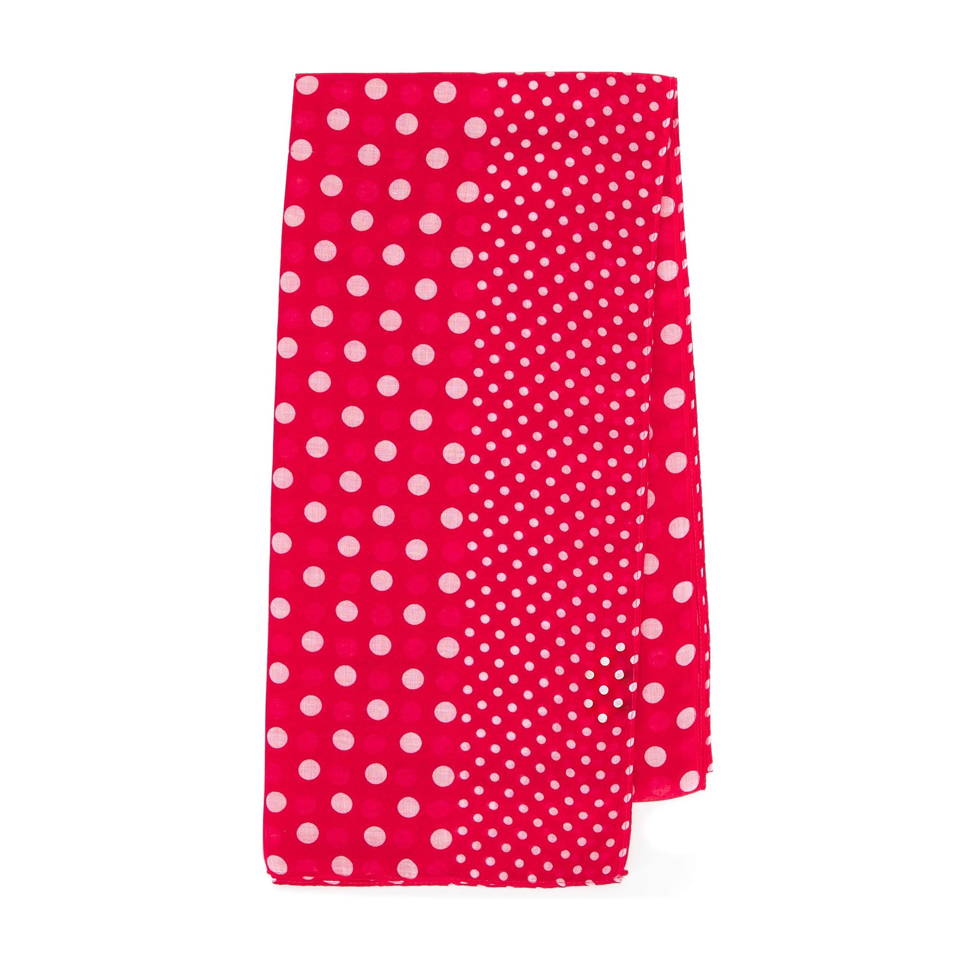 Damski szal w grochy i groszki różowo - biały