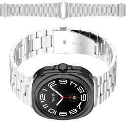 Bizon Pasek ze stali nierdzewnej Strap Watch Aura do Galaxy Watch Ultra 47 mm , srebrny