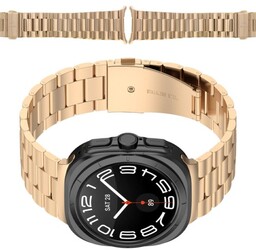 Bizon Pasek ze stali nierdzewnej Strap Watch Aura do Galaxy Watch Ultra 47 mm , różowozłoty