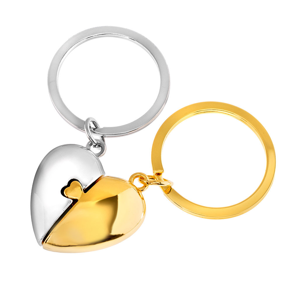 Zestaw Breloki Dla Pary Serce Serduszko Srebrno Złote Walentynki Dla Zakochanych