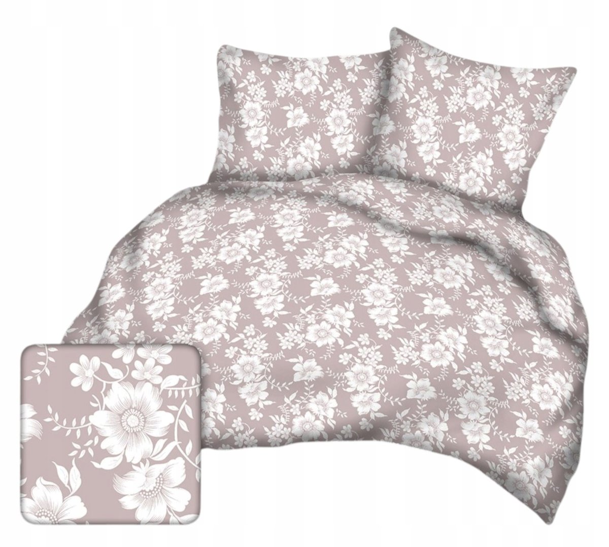 Komplet Pościel Bawełniana 160x200 Kwiaty Róż