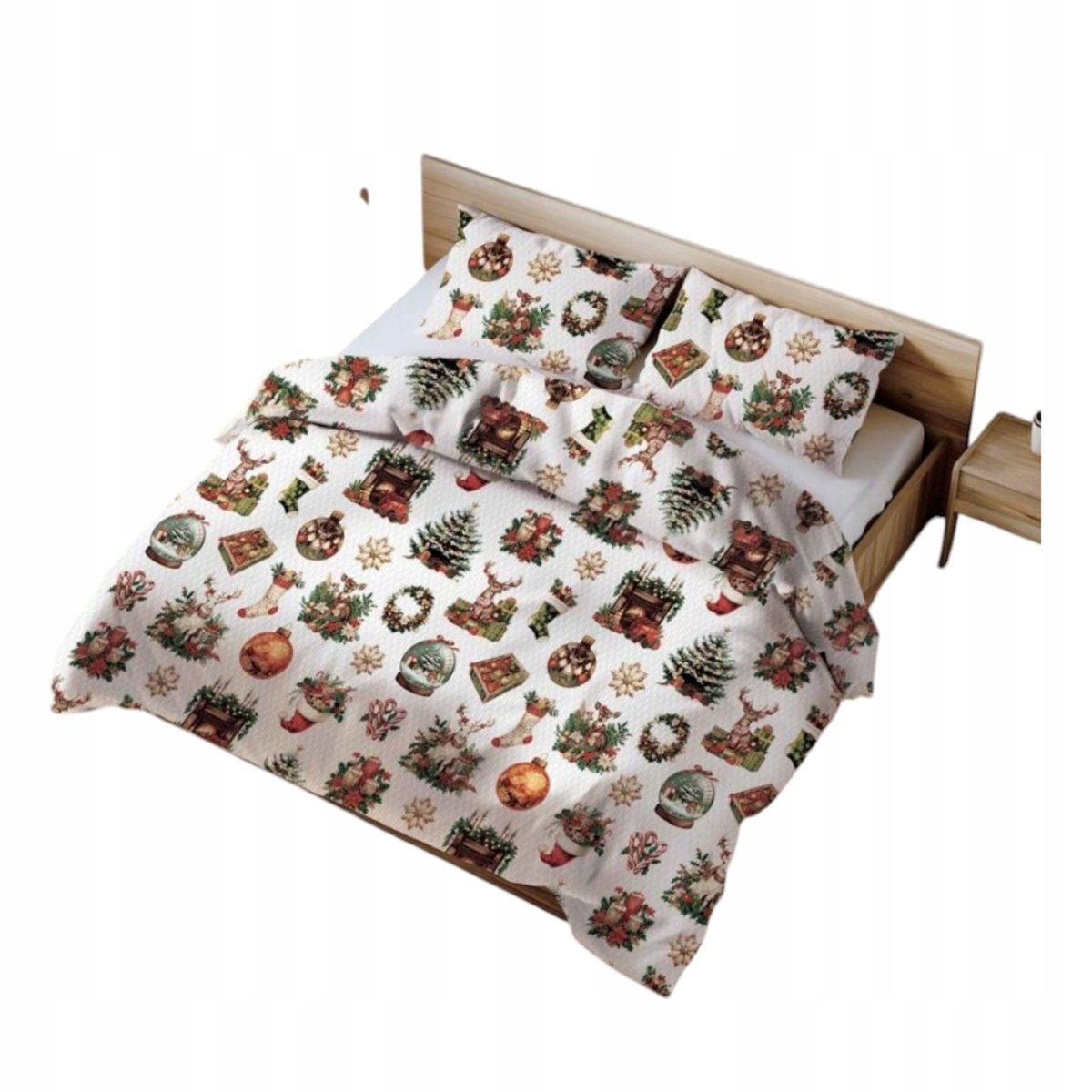 Świąteczny Komplet Pościel bawełniana 160x200 Renifery Kolorowe