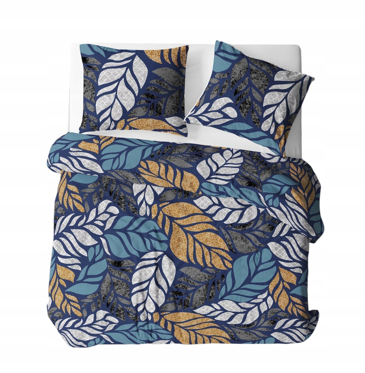 Komplet Pościel bawełniana 160x200 Liść granatowy