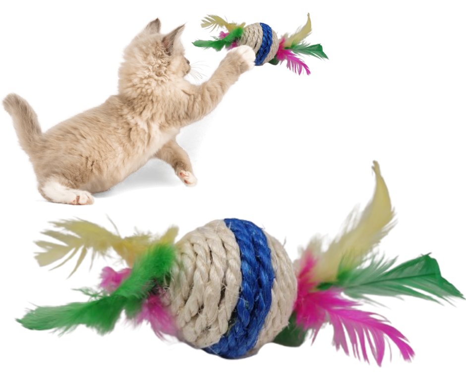 Piłka Pleciona Z Grzechotką Zabawka Dla Kota 5 Cm Niebieska